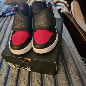 Jordan Kids' Red and Black Sneakers